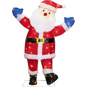 LED Lighted Christmas Santa Outdoor Yard Decor 3D 39-Inch-Pre-Lit Santa Decor